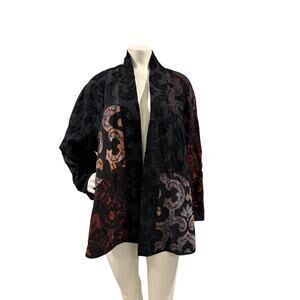 Harubella By Exotic Abstract Tapestry Open Jacket in Fall Colors Size 1X
